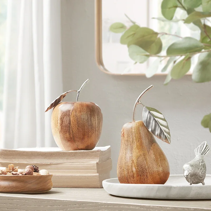 Home creative personality living room decoration fruit wooden apple pear ornament