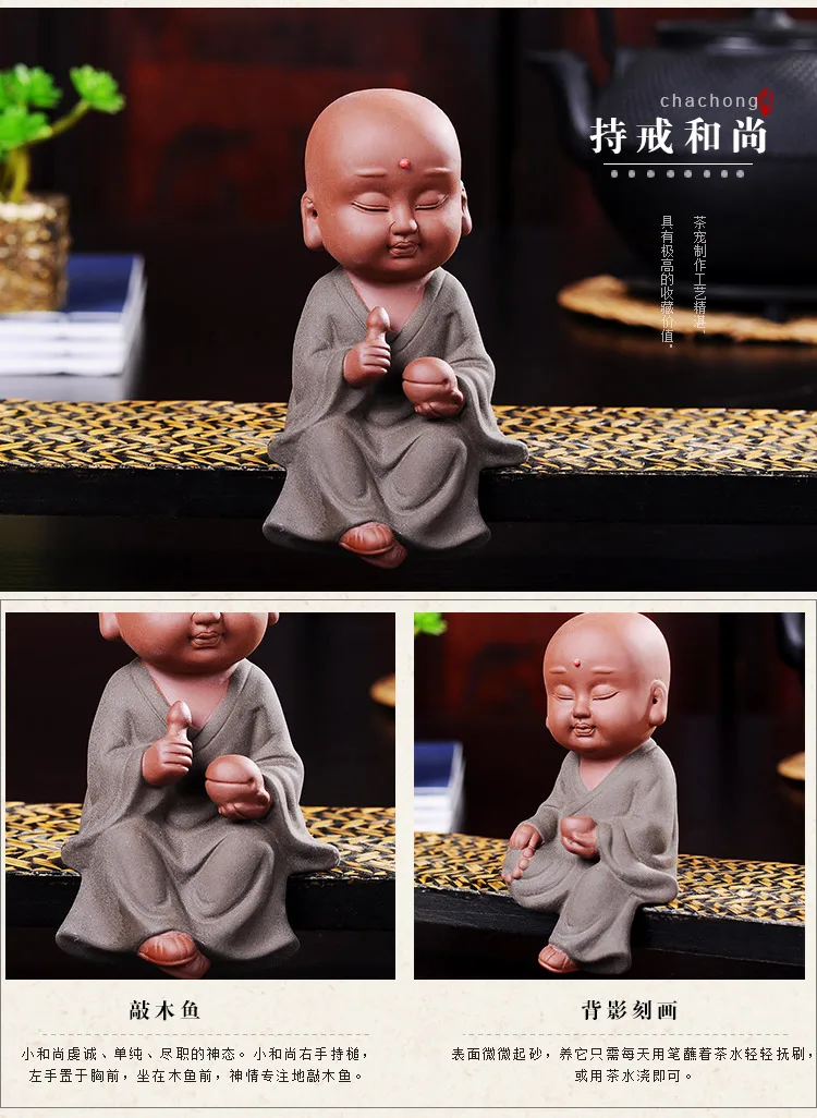 Marvellous ART #Spiritual realm OFFICE home Buddhism Buddha CHAN DAO Little Monk sand-fired kiln porcelain pottery ceramic ART