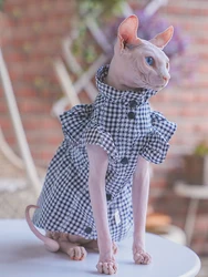 Luxury Plaid Sphynx Cat Skirt Dress Summer Pet Dresses for Cats Gotas Siamese Persian Katten mascotas Costume Puppy Dog Clothes