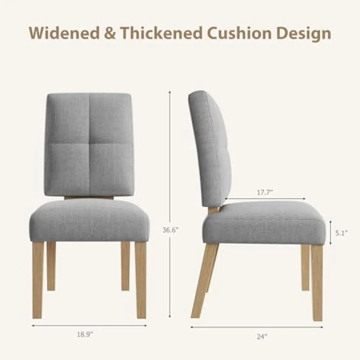 Wooden Dining Chairs 4-Pack Featuring Extra-Thick Ergonomic Cushions Solid Wood Frame Natural Finish Lightweight Yet Sturdy Desi