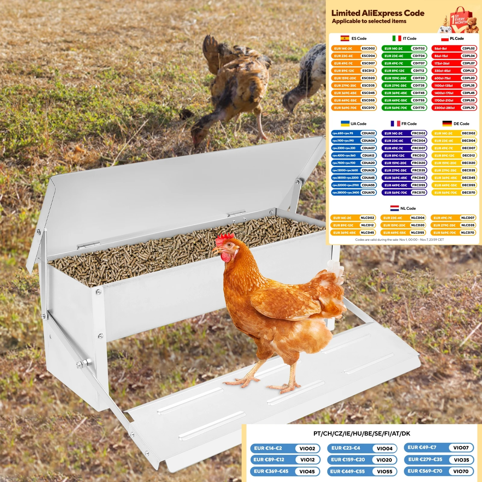 5 كجم سعة مغذيات الدجاج الأوتوماتيكية الدواسة غطاء مانع لتسرب الماء الفئران برهان تغذية الدواجن حوض تغذية الدجاج للبط تركيا