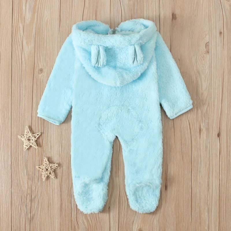 Newborn Baby Boy Romper Winter Thicken Infant Footies Jumpsuit Ear Hooded Colorful Toddler Girl Playsuit Children Clothing A668