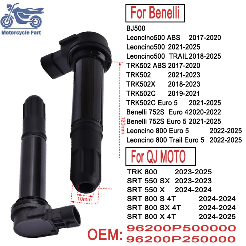 

96200P500000 Motorcycle Ignition Coil for Benelli TRK502 TRK502X 752S Euro 4 5 Leoncino 800 For QJ TRK 800 2023-2025 SRT550 800X