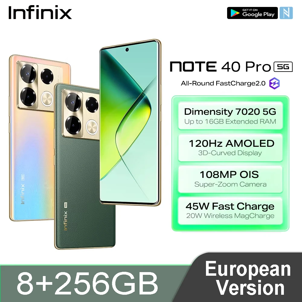 Infinix Note 40 Pro 5G Smartphone 8+256GB Dimensity 7020 5G 3D-curved 6.78