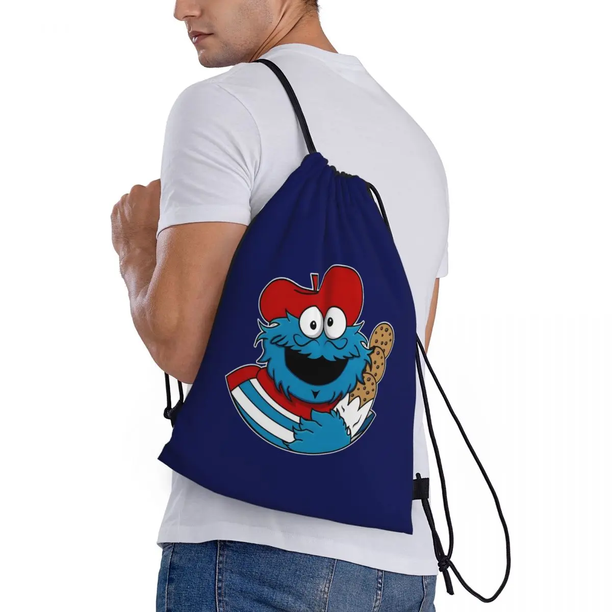حقيبة ظهر رياضية برباط من كوكي مونستر مخصصة للرجال والنساء حقيبة تسوق تلفزيونية تعليمية للأطفال #3