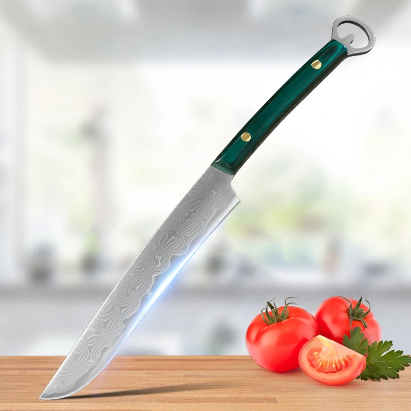 Professionelle Damaskus Küchenmesser Kochmesser Japanisches Fleischbeil Schneidemesser Holzgriff Edelstahl Ausbeinmesser