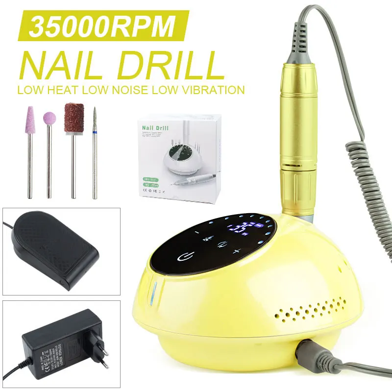 

35000RPM Professional Electric Nail Drill Machine Rechargeable Manicure Machine With LCD Display Portable Machine for Nails