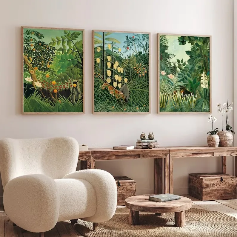 Henri Rousseau Surrealist Artwork Exotic Tropical Rainforest Botanical Nature Poster Canvas Painting Wall Pictures Home Decor