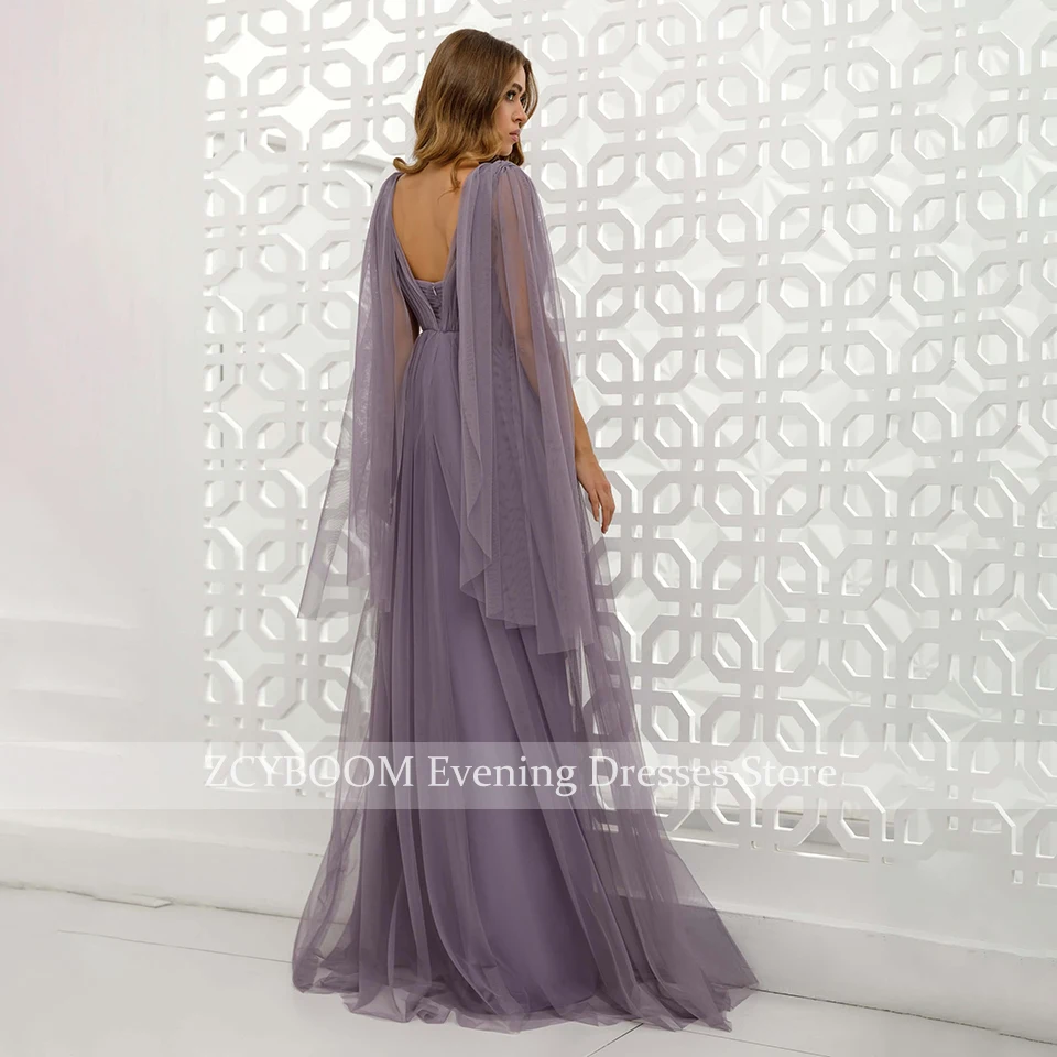 Elegante A Linha De Lavender Querida Vestidos De Noite Formais 2023 Moda Tule Até O Chão Festa De Casamento Prom Vestido Robe De Soirée