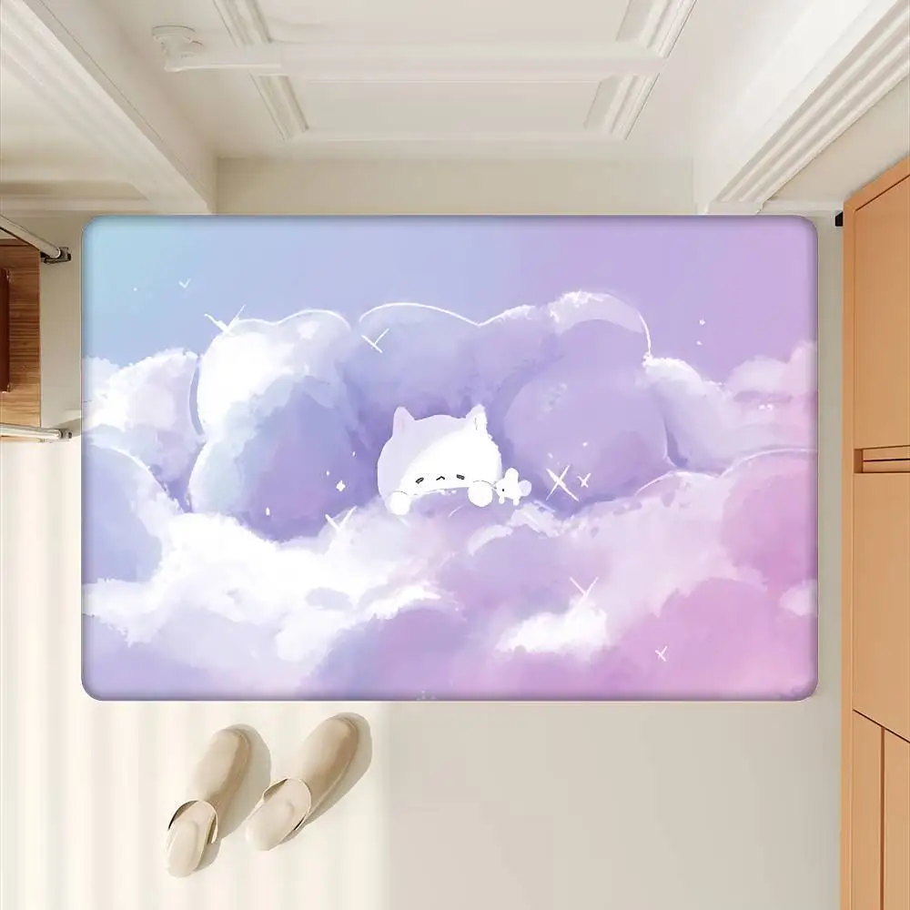 Kitty Cute And Girlish Style Floor Carpet Kids Room Bedroom Decoration Balcony Anti-Slip Doormat Living Room Hotel Decor Mat