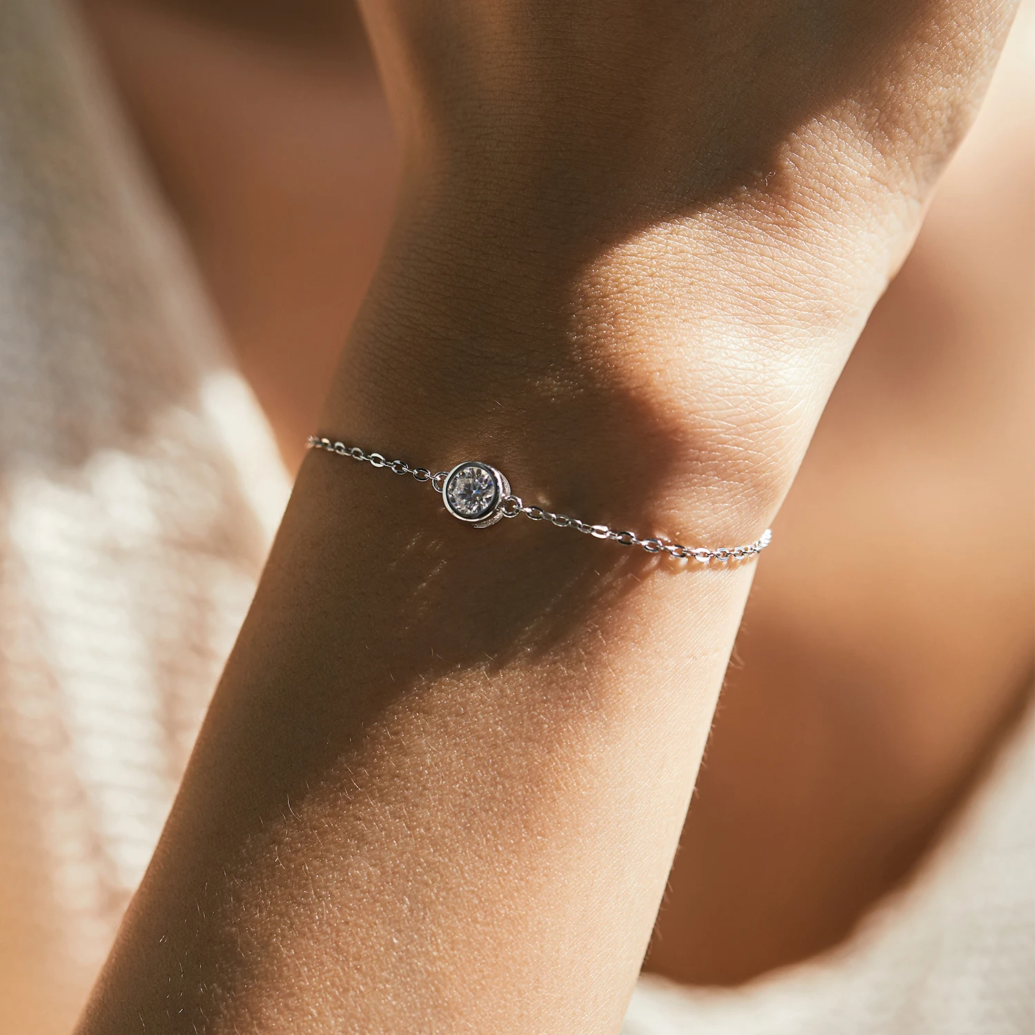 MODIAN 0.5CT Moissanite Bracelet 925 Sterling Silver Classic Link Chain Charms Bracelets For Women Luxury Wedding Jewelry