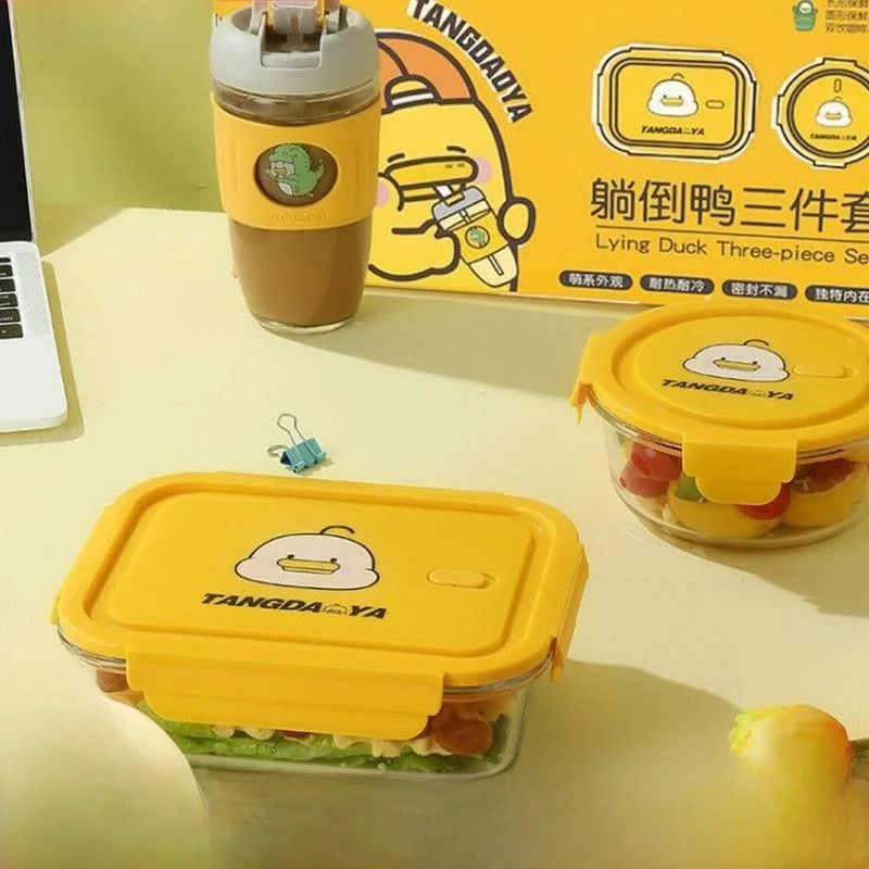 

Ланч-бокс для офисных работников, стеклянная миска с разделителями, изолированная коробка для бенто, набор контейнеров для еды для женщин, 500 мл