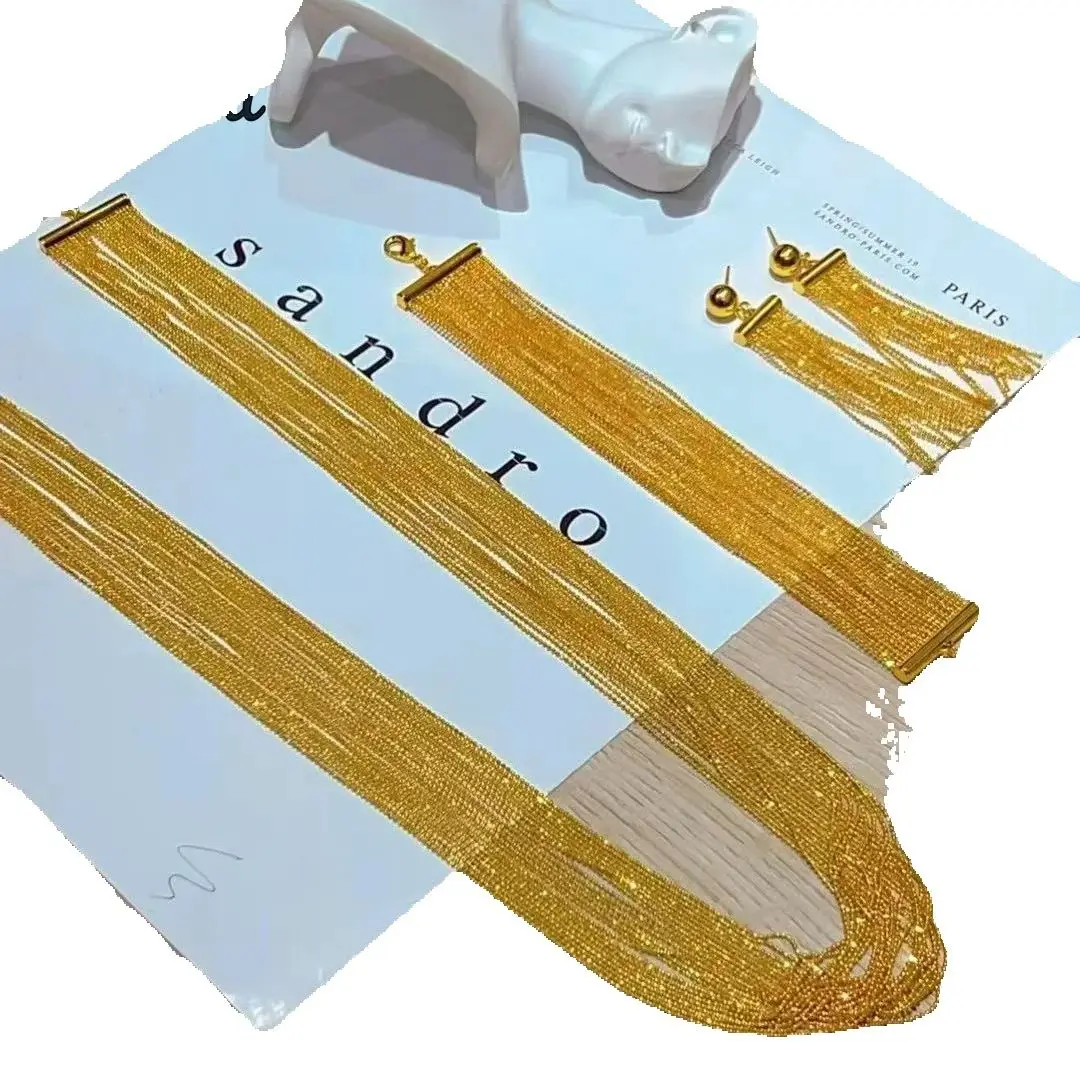 New Dubai 24K Gold Plated High end Customized Necklace, Earrings and Bracelets for Couples' Wedding Party Jewelry Set DD10713 view 2