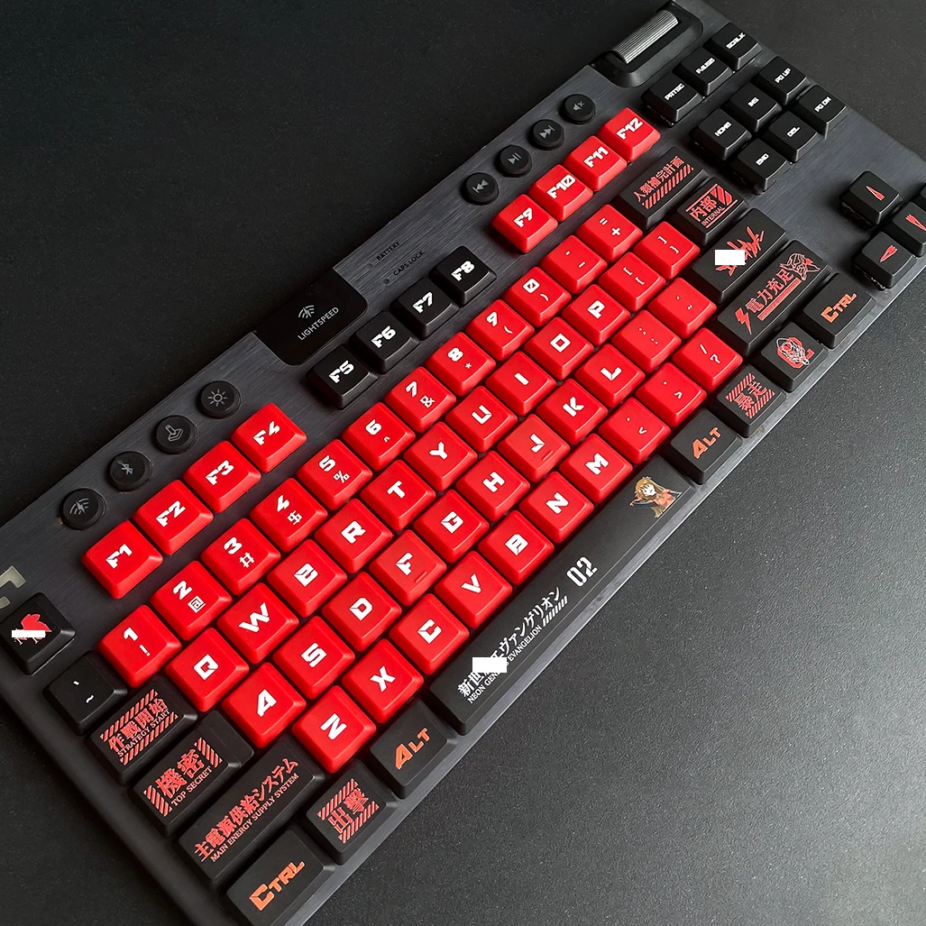 Futuristic Style Keycap, Black-Red PBT Custom Keycap Set for Logitech G913 G915 TKL RGB Mechanical Gaming Keyboards,Only Keycaps