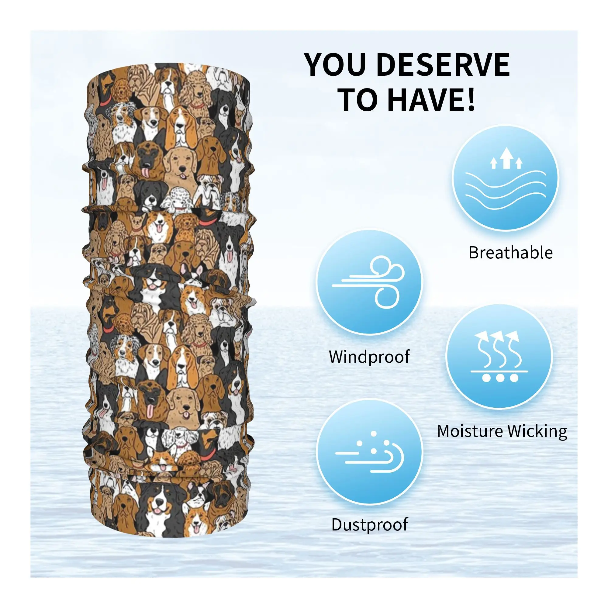 Muchos perros Bandana Cuello Polaina Impreso Wrap Bufanda Multiuso Mascarilla Ciclismo Unisex Adulto Transpirable