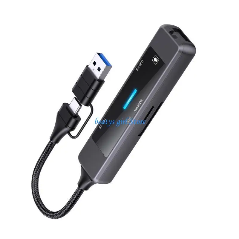 

C7AB Portable 5 Port USB Hubs with Type C Connection, Fast Data Transfer Adapter For Keyboards, Mouse, and Charging