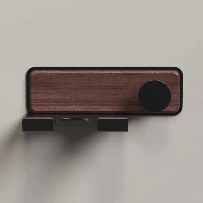 Wall Mounted Walnut Beech Wood Hair Dryer Holder for Dyson Laifen Aluminum Magnetic Nozzle No Drilling Bathroom EasyInstallation