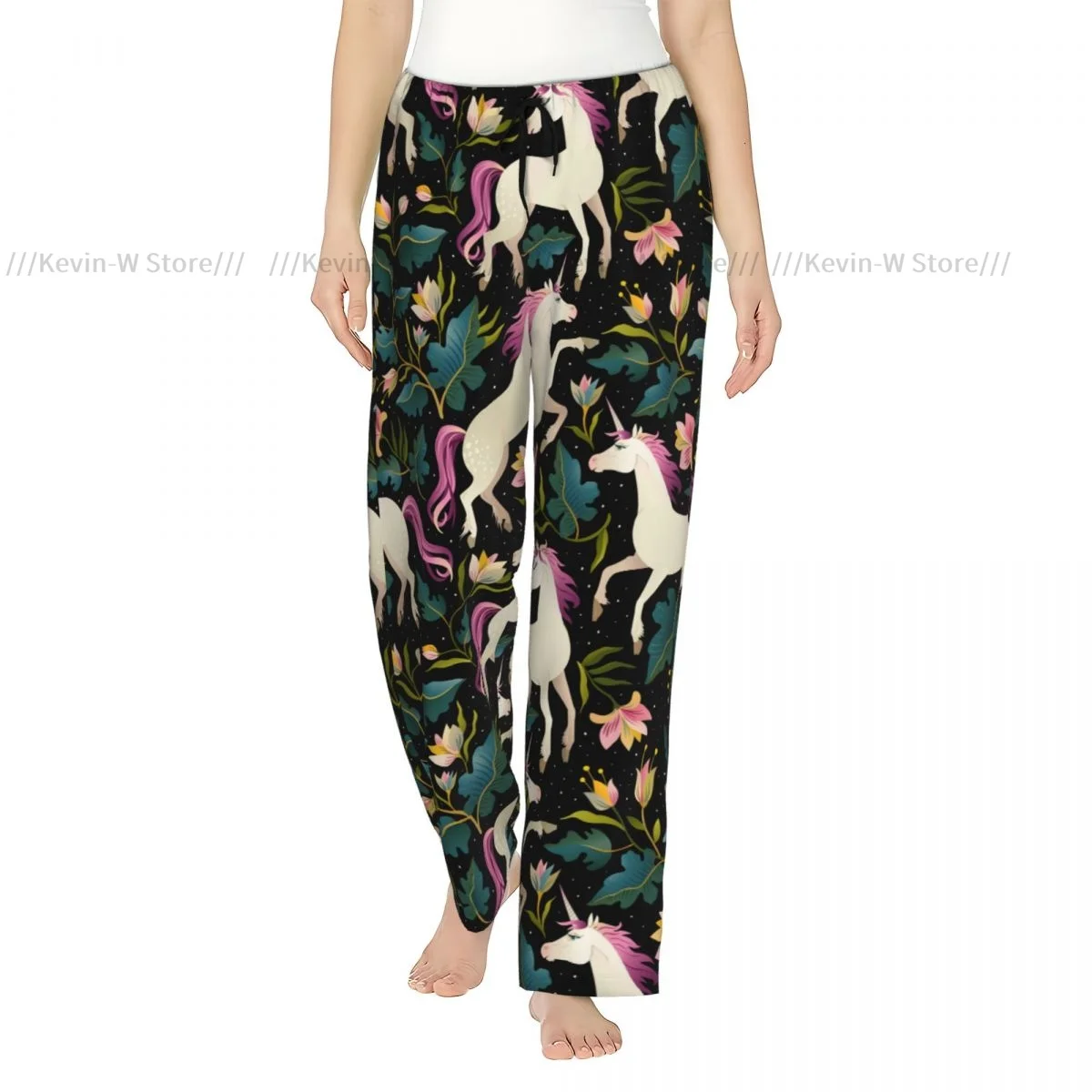 Fairy Forest Unicorns Flannel Pajama Pants for Women Warm and Comfortable Sleepwear