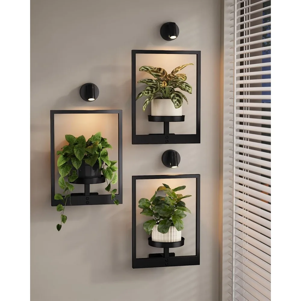 Maceteros de pared para colgar en interiores con luces de cultivo integradas para jardinería vertical