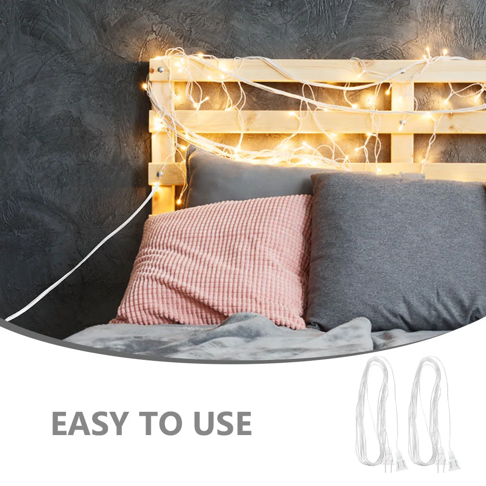 2 Pcs LED Extension Cord Curtain Lamp Cable Ice Bar Light Accessory for Plug Tool