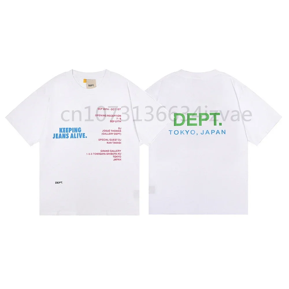 

DEPT Fashion Brand Letter Print T Shirts for Men and Women Short Sleeve Streetwear Cotton Tee