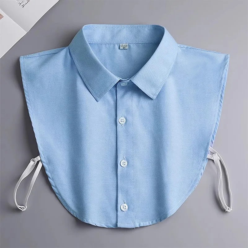 Blue Fake Collar Blouse Elegant Ruffle Edge Blouse Versatile Adult Shirt Exquisite Solid Color Shirt Independent Packaging Shirt