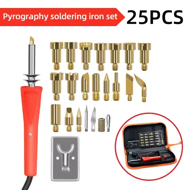 New 30W 25pcs Pyrography Simple Configuration Set with Embossing Tips for Wood Embossing Soldering