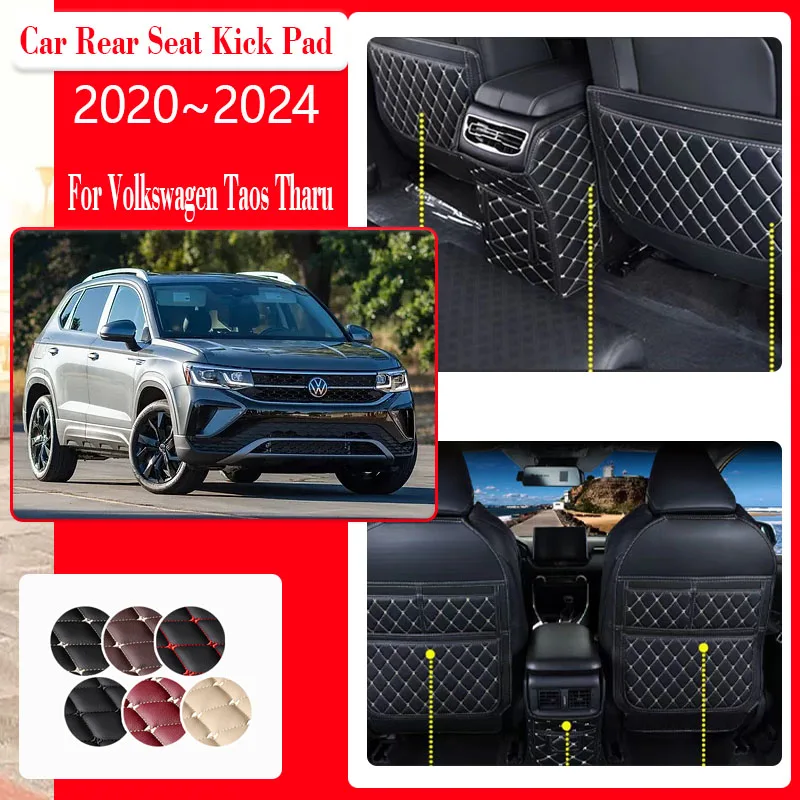 Car Seat Back Covers For Volkswagen VW Taos Tharu 2020 2021 2022 2023 2024 Anti-dirty Pads Set Carpets Kick Mats Car Accessories