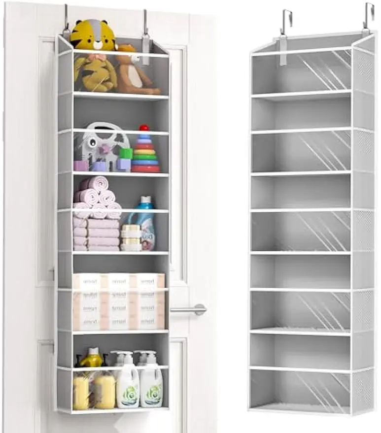 

Органайзер над дверью с 5 большими карманами и 10 боковыми карманами, вместимость 44 фунта для спальни, ванной комнаты, кухни, автофургона