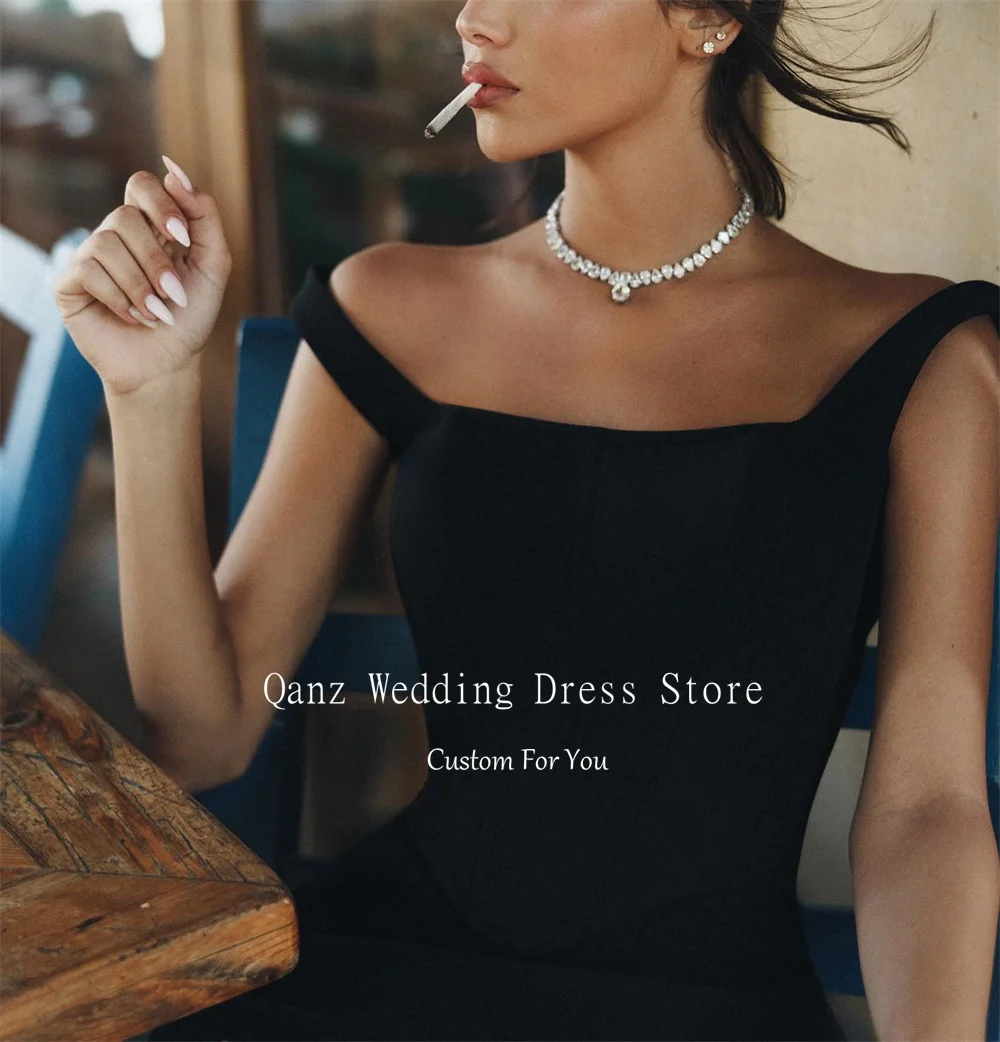 Qanz Mini Black Prom Dresses Spaghetti Straps Above Knee Vestidos Fiesta De Lujo Corset Back Vestidos De Graduación  Customized