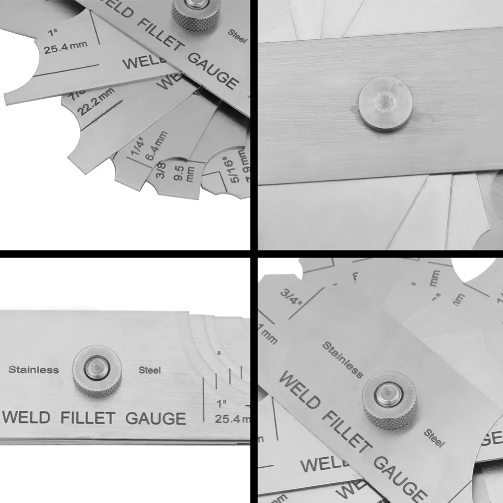 7 pcs Stainless Steel Fillet Weld Gauge / Fillet Weld Set Gage Metric and Inch RL Gauge / Ulnar Gauge