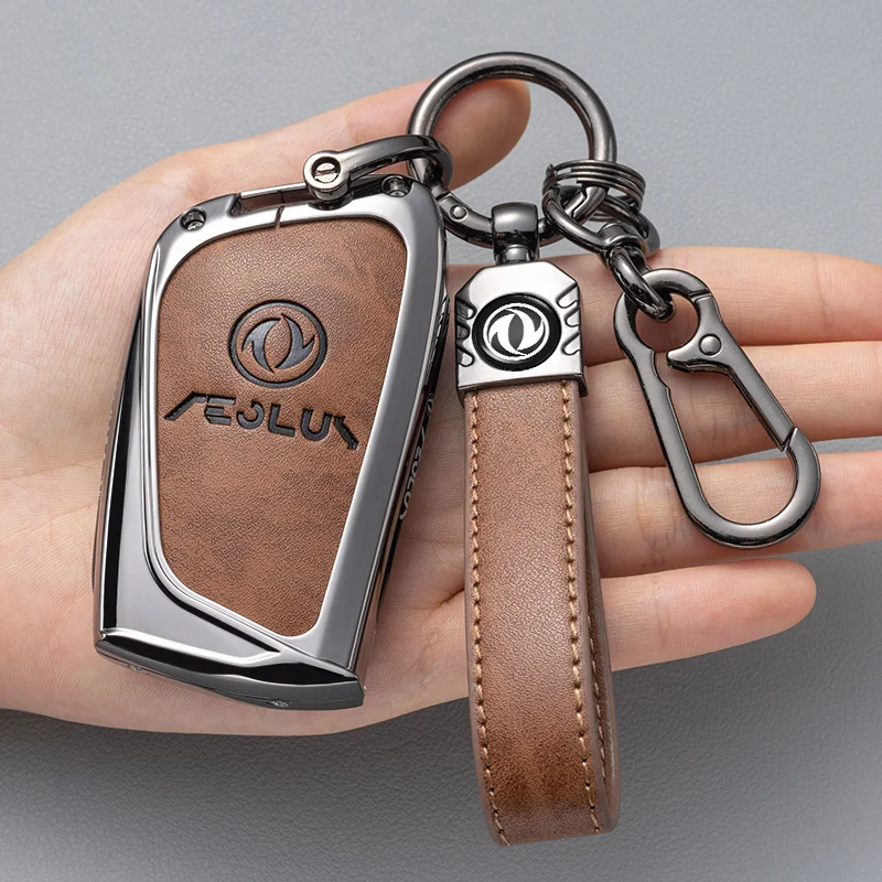 Auto Zink-legierung Leder Auto Schlüssel Fall Abdeckung Halter Für Dongfeng Fengshen Aeolus G59 GS EV500 DFSK Auto Dekorationen – Detail 4