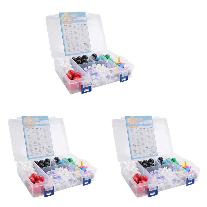 Kit de modelo molecular B05C-3X, juego de química molecular orgánica, kit de modelo de átomo para lecciones, kit de construcción de estructuras