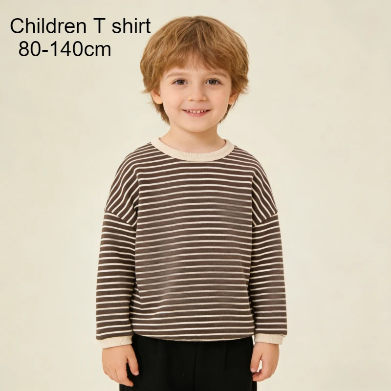 MiniAinis Spring New Girls Striped Hoodie Boys Boys T-shirt Children Loose Long Sleeves O-neck Tops Kid Cotton Clothes 1-8 Years