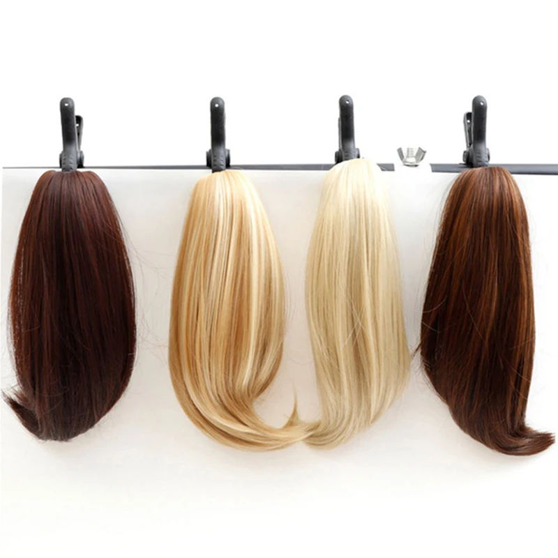 NC Synthetische Frauen Klaue auf Pferdeschwanz Clip in Haar Extensions gerade Pony Schwanz Haarteil Schwarz Braun Blonde Frisuren haar