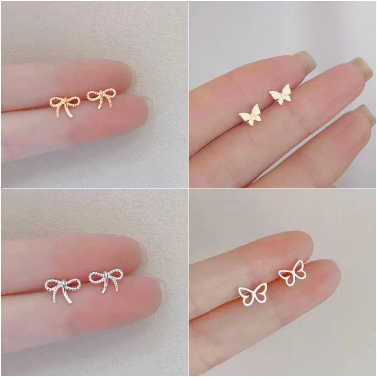 Simple Butterfly Stud Earrings For Women Hypoallergenic Daily Wear New Fashion Silver Color Ear Girls Jewelry Gifts