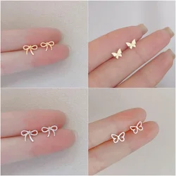 Simple Butterfly Stud Earrings For Women Hypoallergenic Daily Wear New Fashion Silver Color Ear Girls Jewelry Gifts