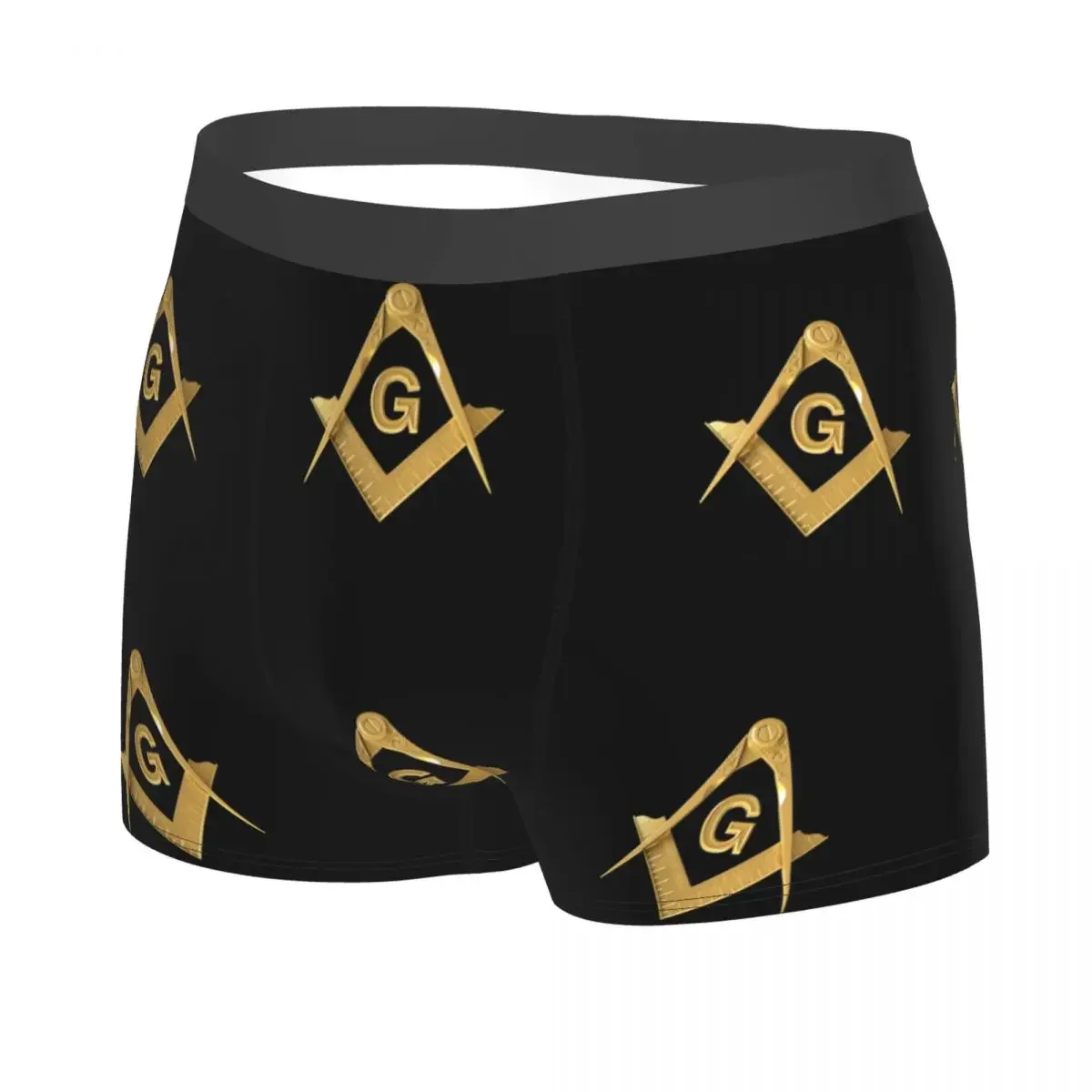 Custom Gold Freemason Logo Boxers Shorts Men's Masonic Mason Briefs Underwear Cool Underpants