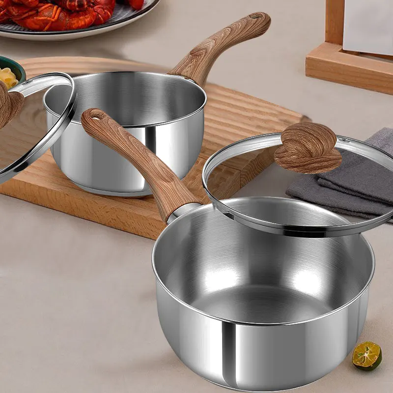 2 قطعة مجموعة قدر من الفولاذ المقاوم للصدأ مع أغطية 1QT 2QT مقالي صلصة غير لاصقة حساء وعاء الحليب مجموعة التعريفي قدر غسالة صحون آمنة #1