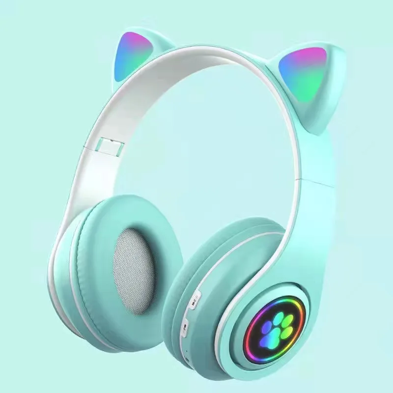 New B39B shiny Cat's ears (Steamed cat-ear shaped bread) cute cute cat paw cool headset Bluetooth headset dual-mode game headset