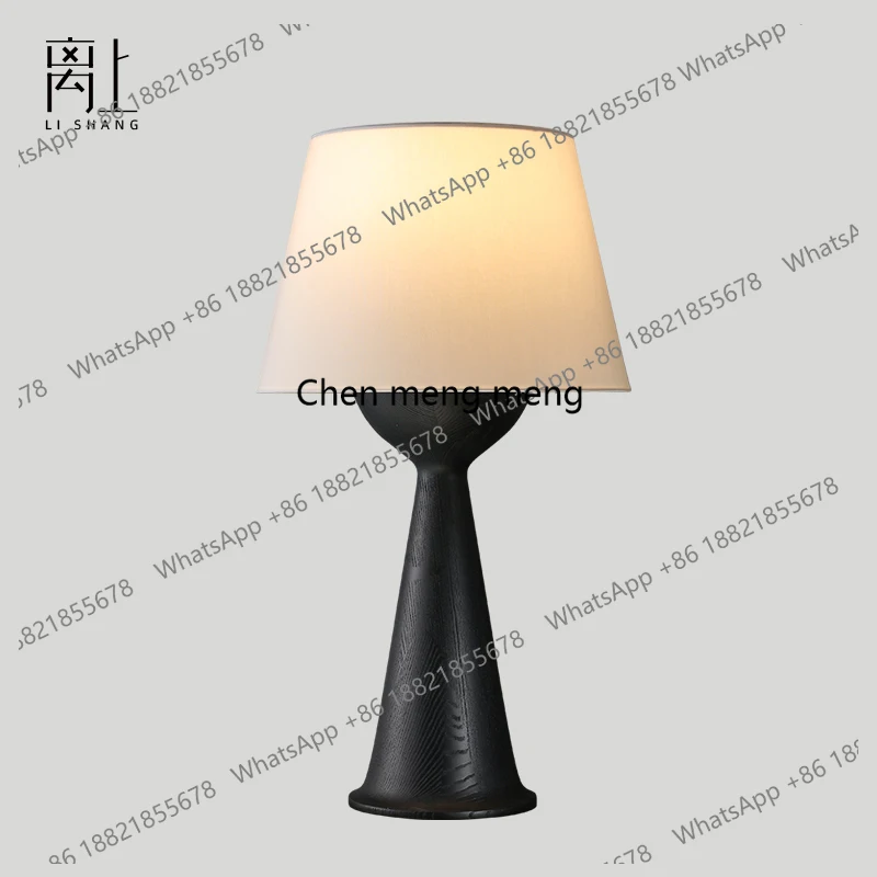 

Черная настольная лампа из цельного дерева, дизайнерская креативная гостиная, кабинет, украшение, атмосфера, прикроватная лампа