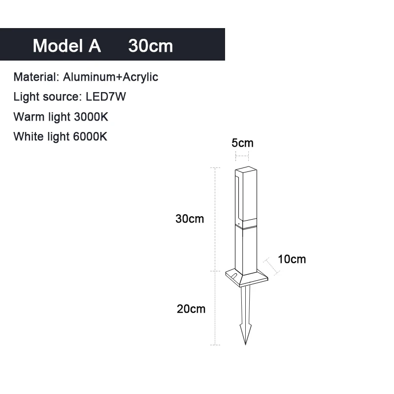 Waterdichte Ip65 Led Gazon Licht 110V 220V Aluminium Acryl Straatlantaarn 30 40 60 80 100Cm Voor Tuin Binnenplaats Villa Verlichting