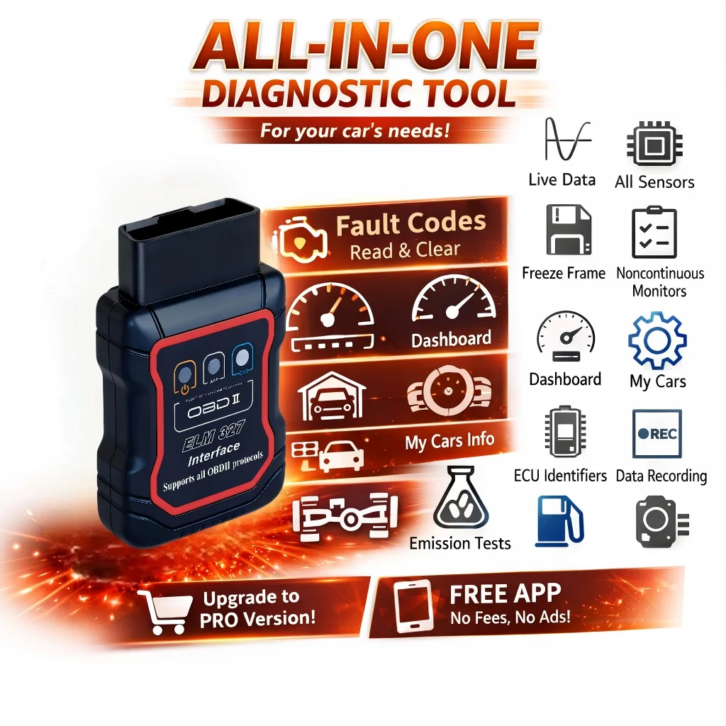 2026  New ELM327  OBD2 Scanner Bluetooth Car Diagnostic Tool For Android /IOS Code Reader Automotive Fault Detector