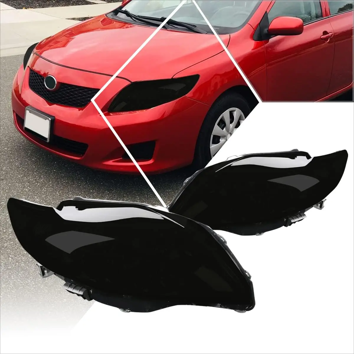 

Фара в сборе, совместимая с Toyota Corolla 2009 2010 года, 2 шт. Фара с дымчатыми линзами Янтарный угол