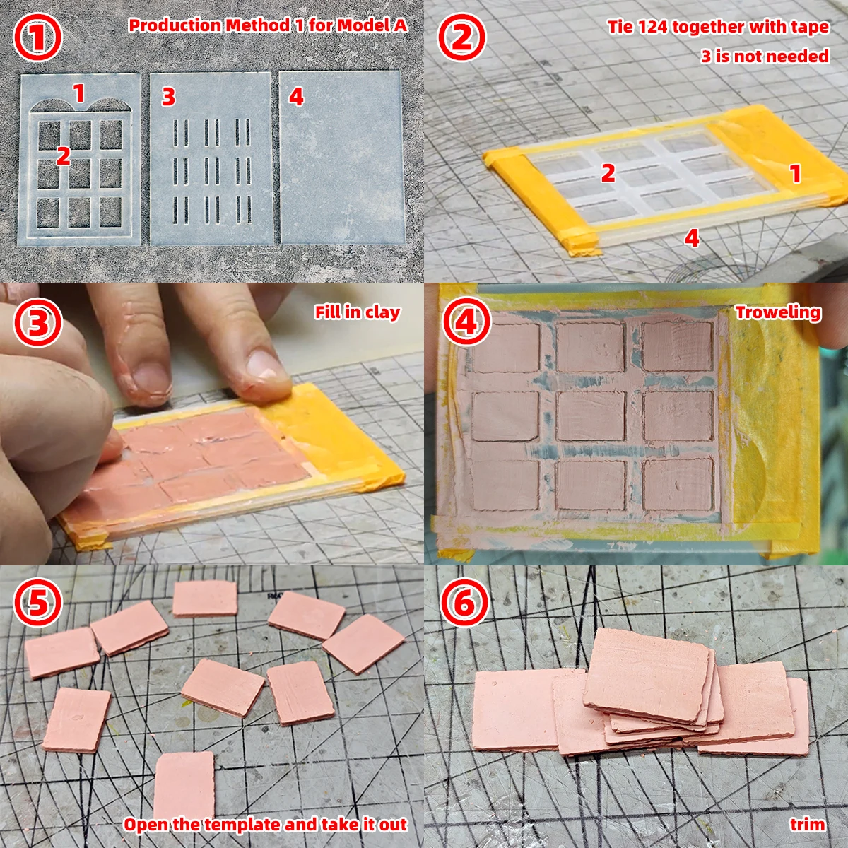 Zusammenbau von architektonischen Dachziegeln, Werkzeuge zur Herstellung von Formen, Gussdiorama, Modellbausatz im Maßstab 1/35, 1/72. Wird mit luftgetrocknetem Ton geliefert – Detail 2