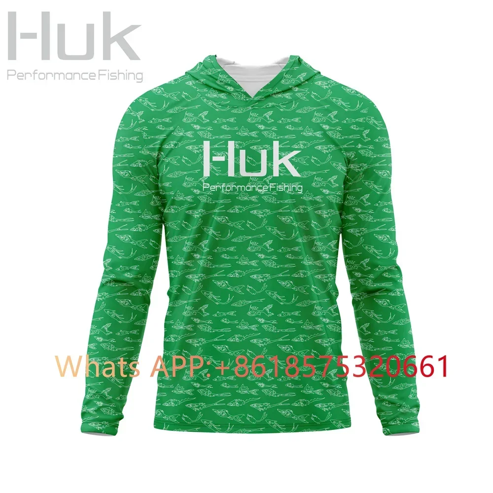 Huk Fishing shirt Hooded Fishing Shirt UPF 50+ Men Fishing Clothes Outdoor Summer Hoodie Sun shirt Uv Protection Camisa De Pesca