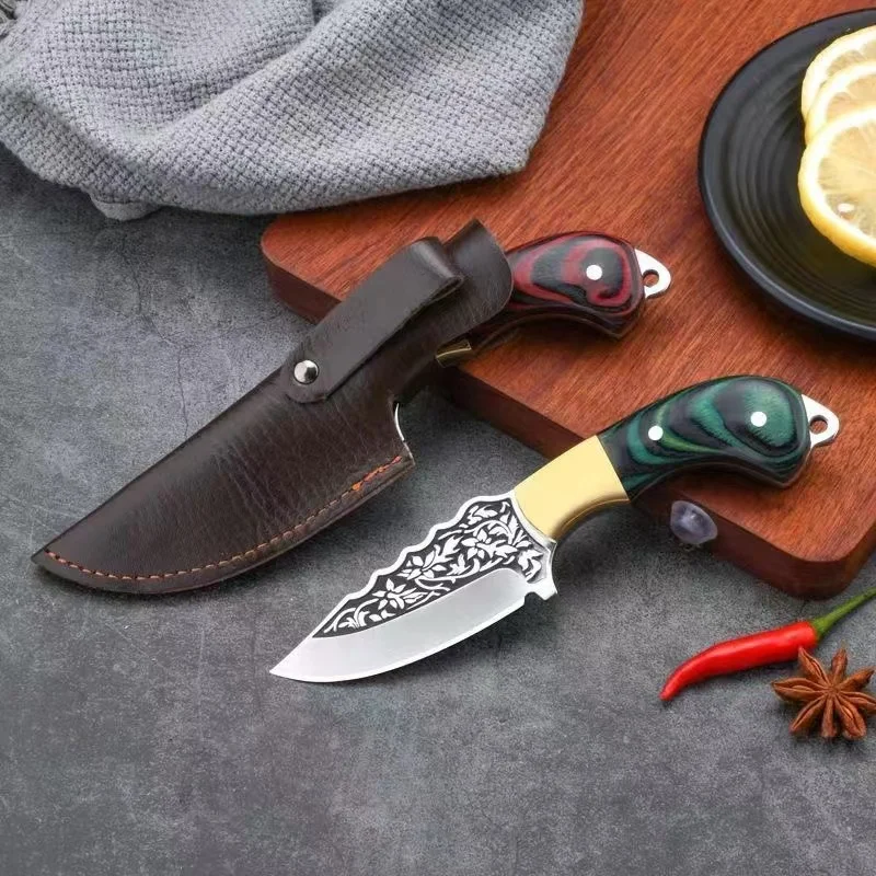 Sharp fruit knife, EDC portable sheath knife, fixed blade, meat cutting knife, kitchen utensils