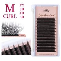 Extensiones de Pestañas Goddess YY 3D 4D 5D W, Curvatura C D M L, Pestañas en Forma de W, Pestañas Postizas Naturales y Suaves, Fans Premade, Pestañas de Volumen