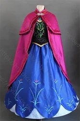 Anna Cosplay Costume Dress Suit Outfit Princess Queen Costume Cosplay with Cloak For Women Adult