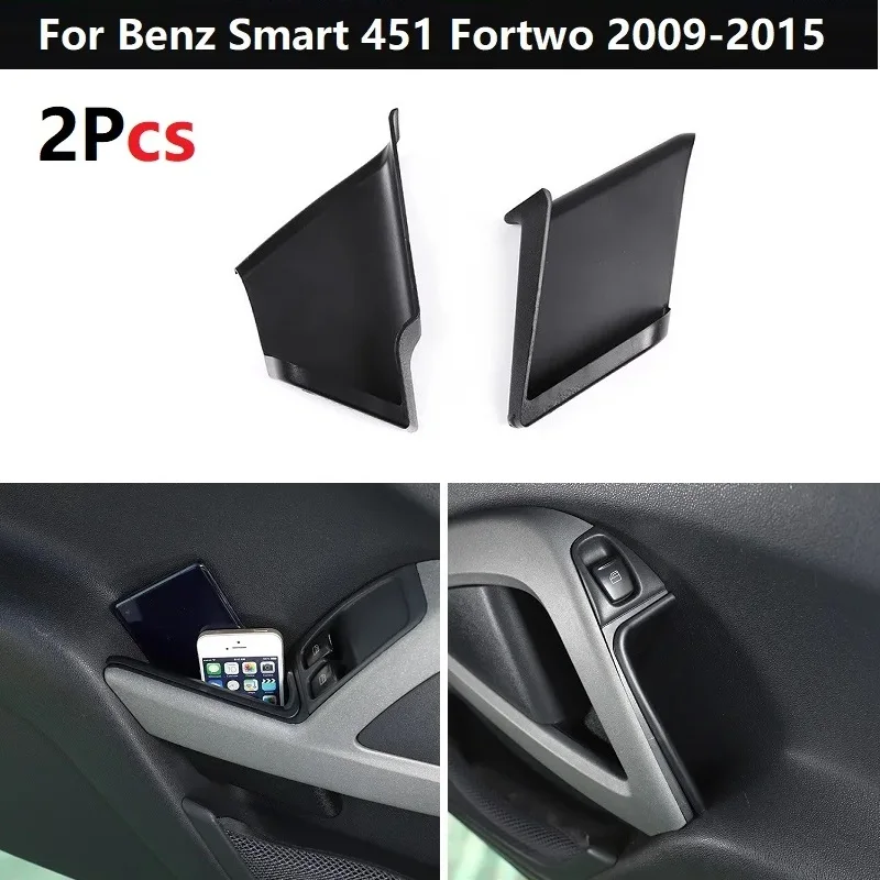 For Benz Smart 451 Fortwo 2009-2015 ABS 2Pcs/Set Door Storage Box Handle Armrest Organizer Container Holder Car Styling